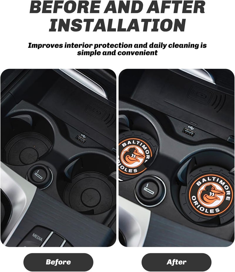 Kaleduo 2PCS Car Cup Holder Coaster,Auto Cup Holder Insert Coaster for Baltimore Orioles Baseball Fans, Non-Slip Car Drink Holder Mat, Interior Accessories, Baltimore Orioles - Image 3